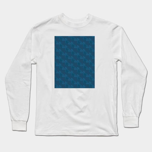 Blue Floral Pattern Long Sleeve T-Shirt by IncognitobyE